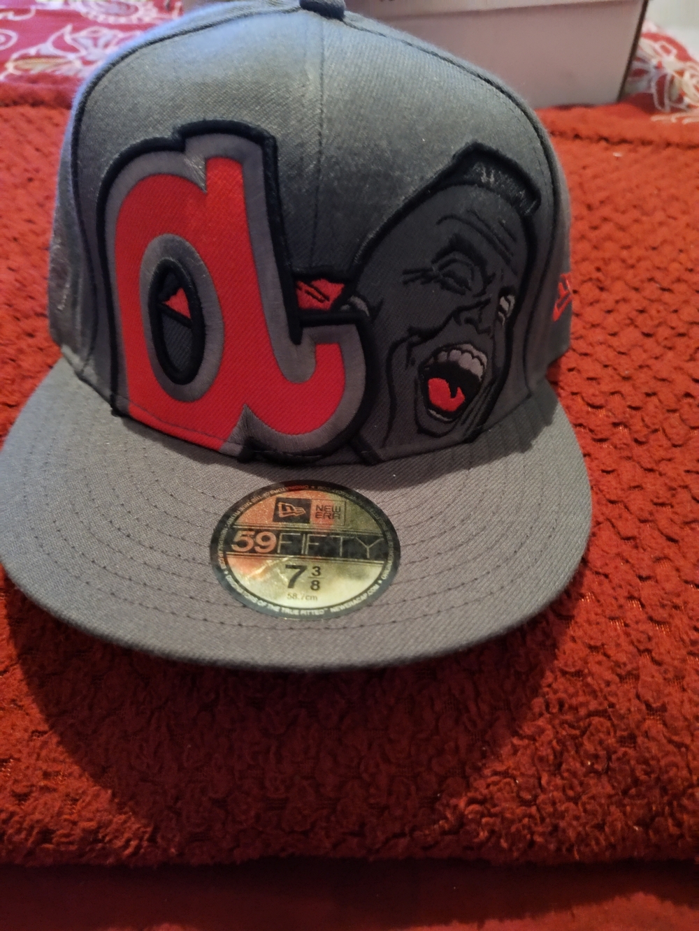 New Era Gray & Red Graphic 59FIFTY Fitted Cap Braves 7 3/8